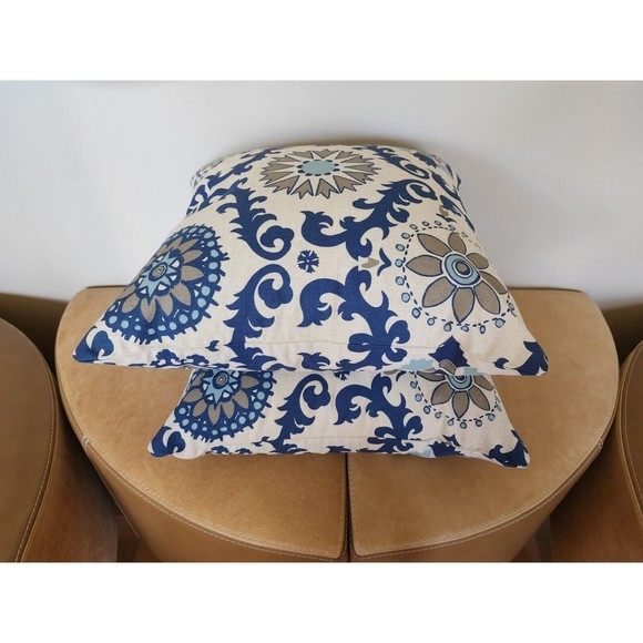 Premier Prints Throw Pillow Covers 20x20 Navy Blue Medallion Zippered Pair NEW - Picture 5 of 16